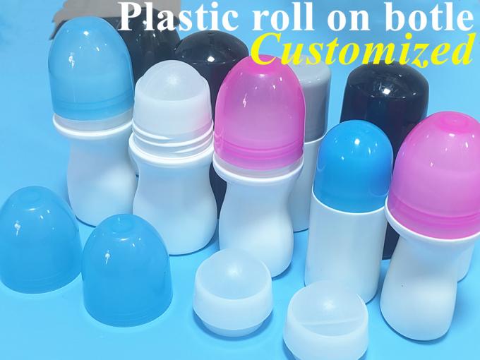 PE 30ml 50ml 60ml 100ml plastic roll on empty cylindrical round roller bottle deodorant container with plastic roll on ball