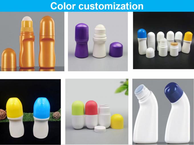 PE 30ml 50ml 60ml 100ml plastic roll on empty cylindrical round roller bottle deodorant container with plastic roll on ball