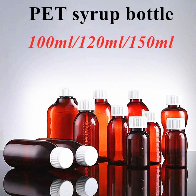 Wholesale Cheap 100ml 120ml 150ml Pet Empty Plastic Amber Pharmaceutical Cough Syrup Bottle