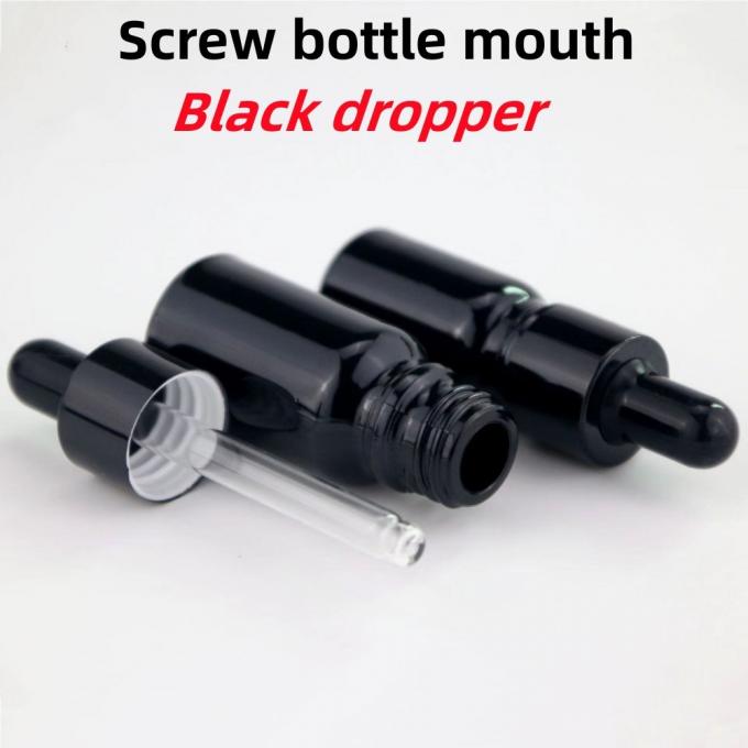 Shiny Black Glass Dropper Bottles 30ml 10ml 15ml 20ml 50ml Empty Glass Dropper Essential Oil Bottle