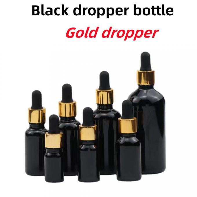 Wholesale Cheap 5ml 10ml 15ml 20ml 30ml 50ml Empty Black Color Glass Essential Oil Bottles with Dropper