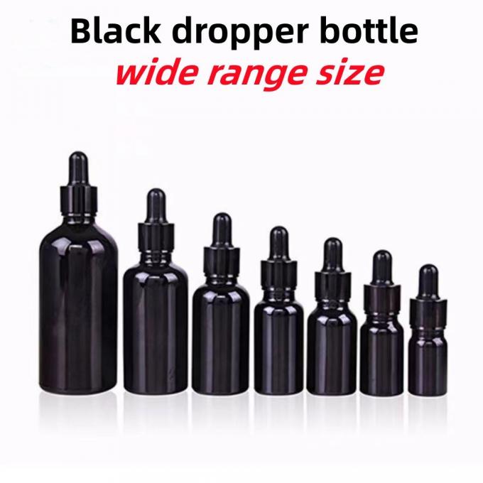 Wholesale Cheap Essential Oil Package 5ml 10ml 15ml 20ml 30ml 50ml Black Glass Dropper Bottle with Childproof Cap
