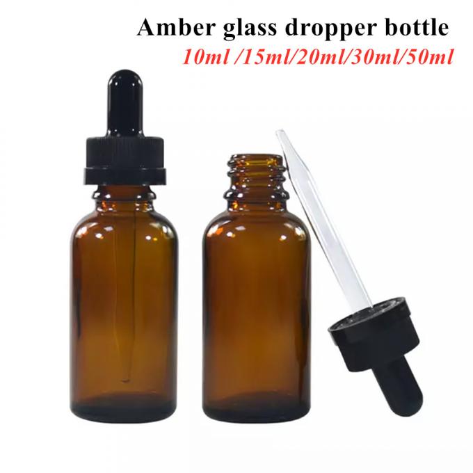 Cosmetic Glass Bottle Amber Serum Dropper Bottle 30ml 50ml 60ml Amber Luxury Essential Oil Glass Bottle with Black Dropper Head