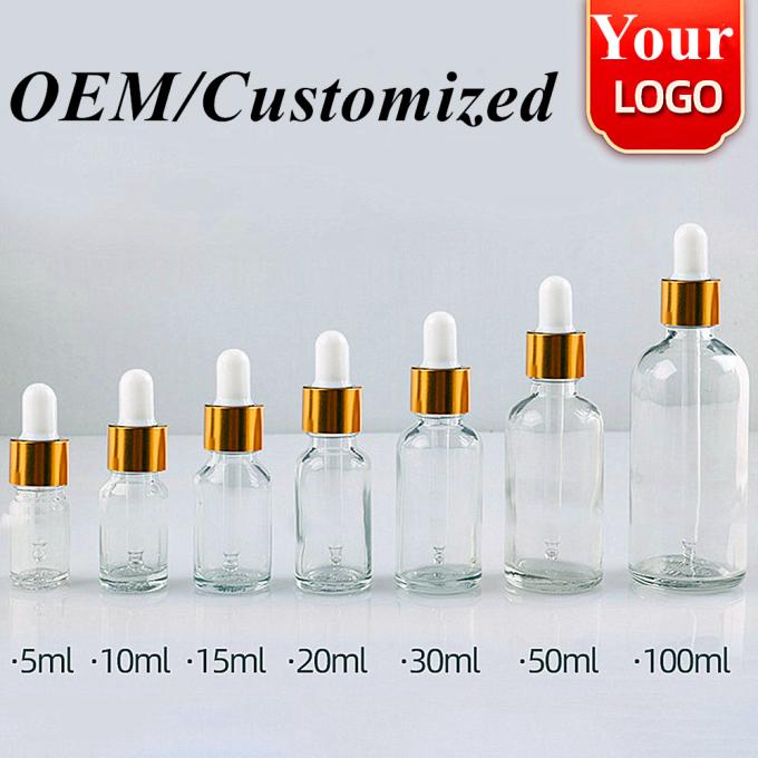 Wholesale Cheap 5ml 10ml 15ml 20ml 50ml 100ml Clear Transparent Serum Essential Oil Glass Dropper Bottle for Skincare