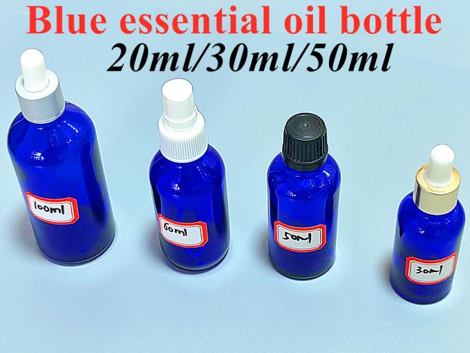 10ml 20ml 30ml 50ml Empty Boston Round Empty Blue Essential Oil Glass Dropper Bottle with Dropper Cap
