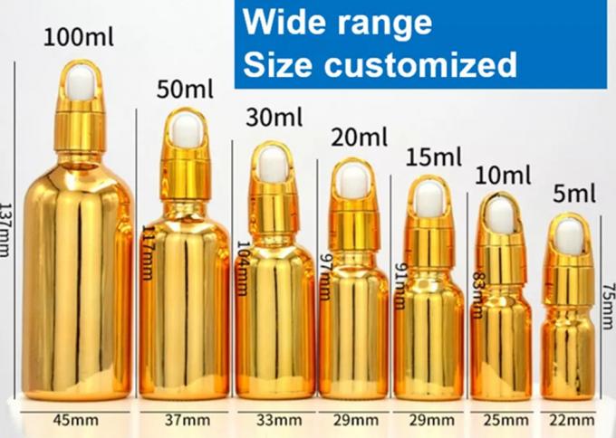 10ml 20ml 30ml 50ml Electroplated Gold Essential Oil Bottle Small Gold Bottle Cosmetics Glass Bottle
