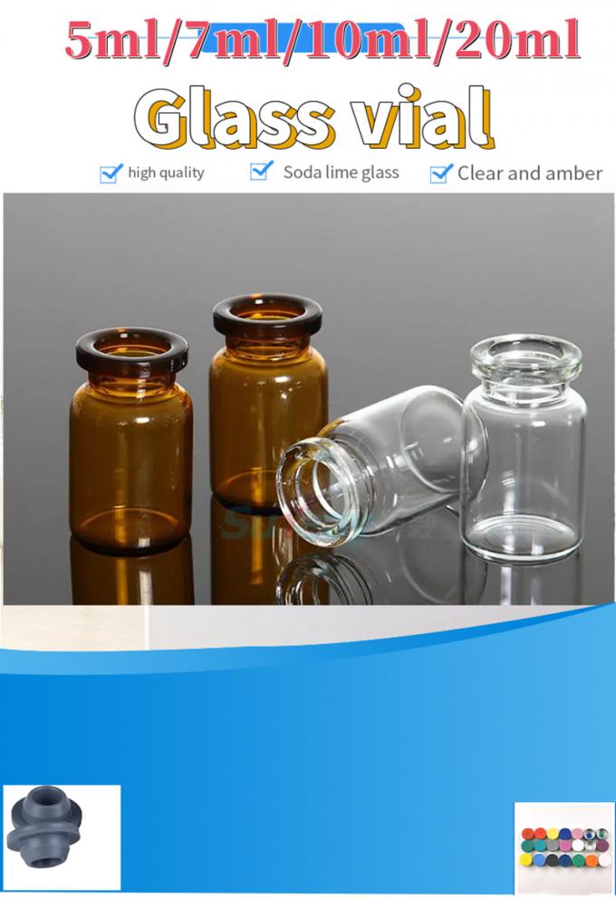 Transparent Amber 5ml 7ml 10ml Empty Low Borosilicate Tubular Moulded Glass Vial