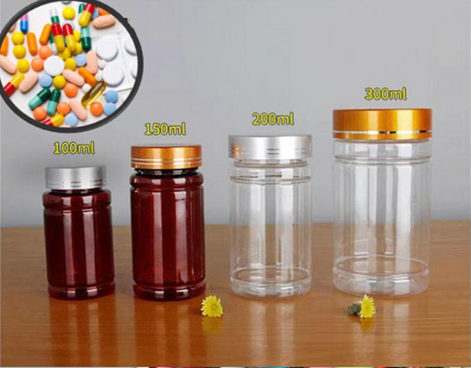 Amber Transparent Medical Capsule Pet Medical Packaging 100ml 150ml 200ml Plastic Medicine Bottle with Screw Cap