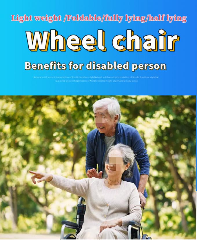 Hospital Elderly Cerebral Palsy Height Adjustable Lightweight Handicapped Foldable Wheelchair