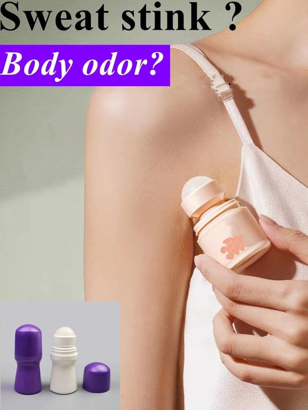 Rollo de plástico HDPE de 50 ml en la botella de desodorante para mujeres botella para el cuerpo de fragancias para niños y niñas botella de rodillo antitranspirante