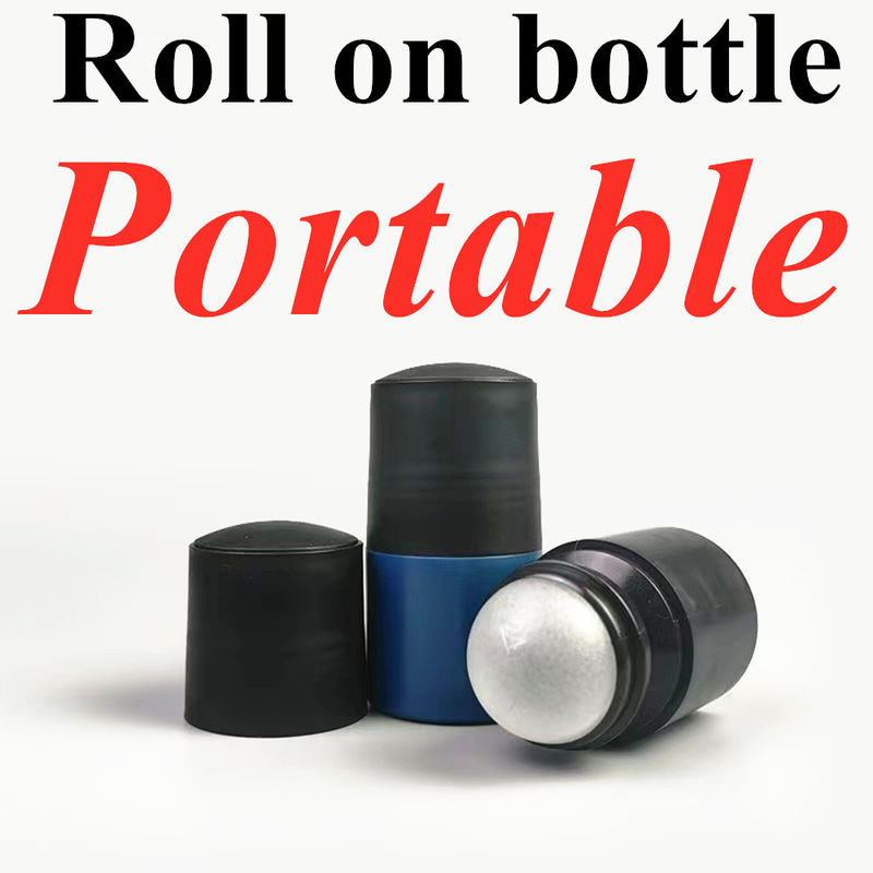 50 ml Botella de plástico enrollador de plástico HDPE negro vacío enrollador de plástico en desodorante antiperspirante con tapa negra