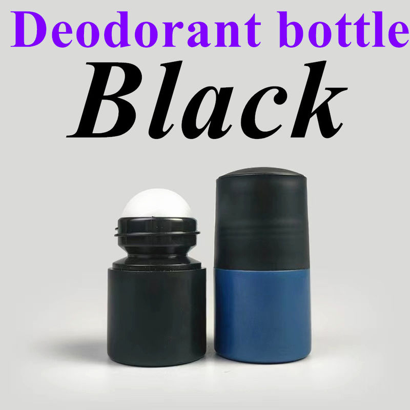 50 ml Botella de plástico enrollador de plástico HDPE negro vacío enrollador de plástico en desodorante antiperspirante con tapa negra