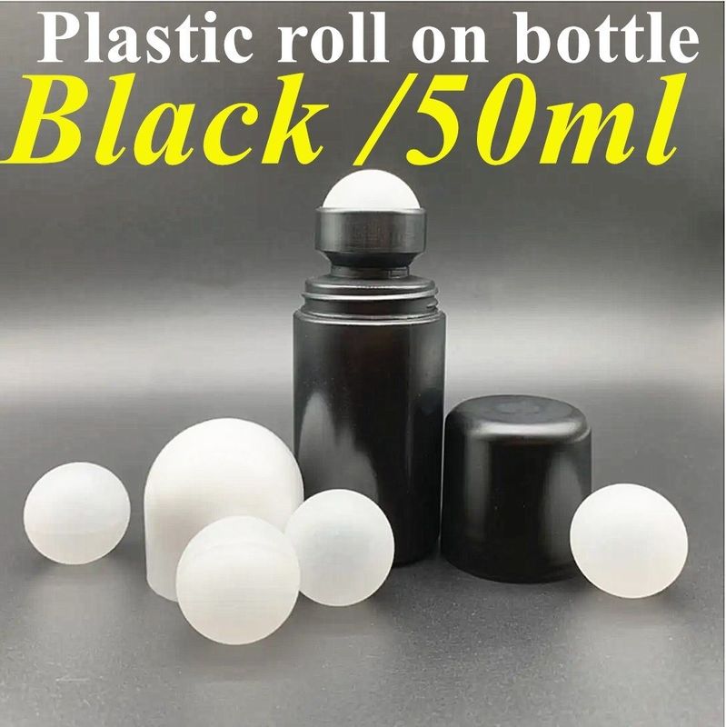 50 ml Botella de plástico enrollador de plástico HDPE negro vacío enrollador de plástico en desodorante antiperspirante con tapa negra