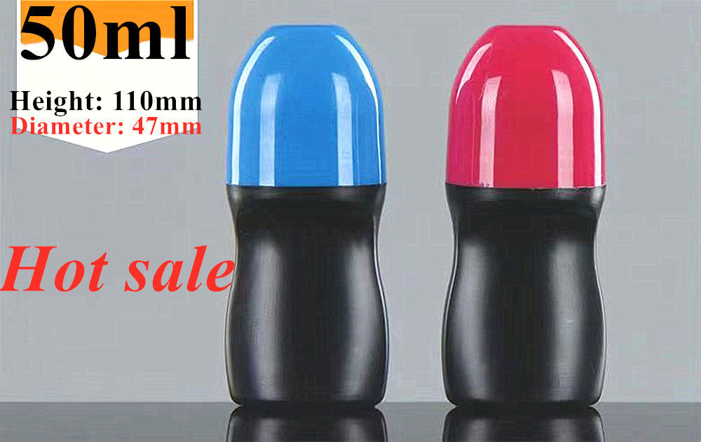 HDPE 30ml 50ml 60ml Rollo de plástico en cilindro Botella de rodillo redondo Botella de desodorante Contenedor con bola de plástico