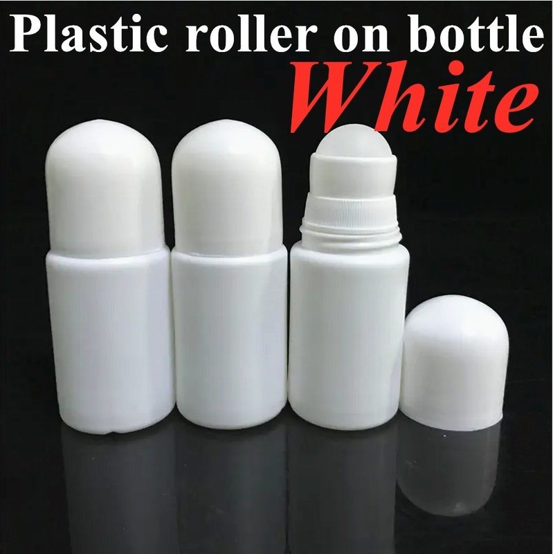 30 ml 50 ml 60 ml HDPE plástico blanco plástico desodorante de aceite esencial rollo en botella con bola de rodillo