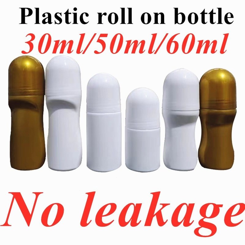 30 ml 50 ml 60 ml HDPE plástico blanco plástico desodorante de aceite esencial rollo en botella con bola de rodillo