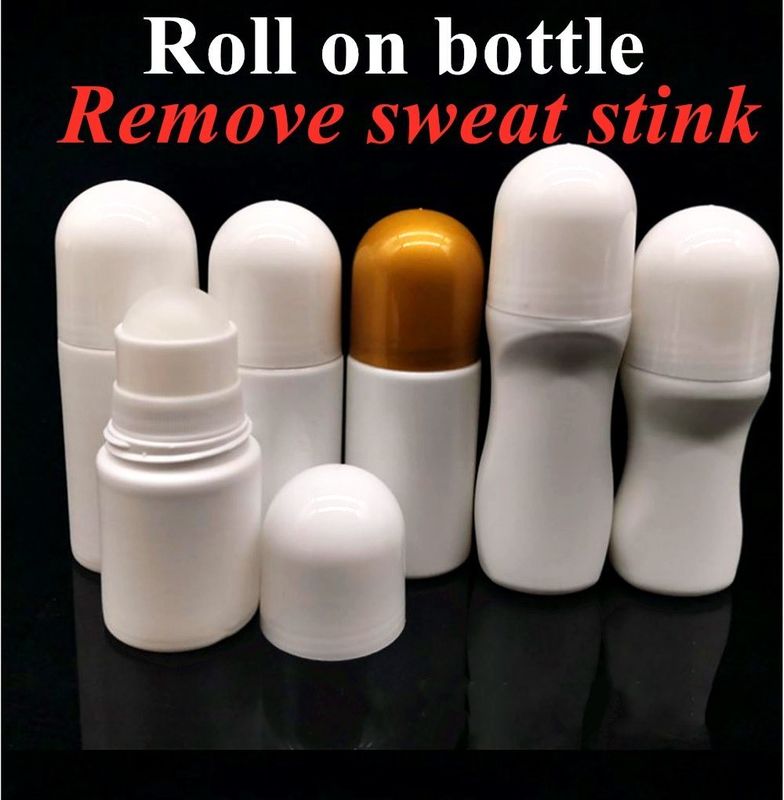 50 ml de PE Bola de rodillo vacía Botella corporal perfumada Antiperspirante Botella de plástico vacía Rollo sobre botella de desodorante