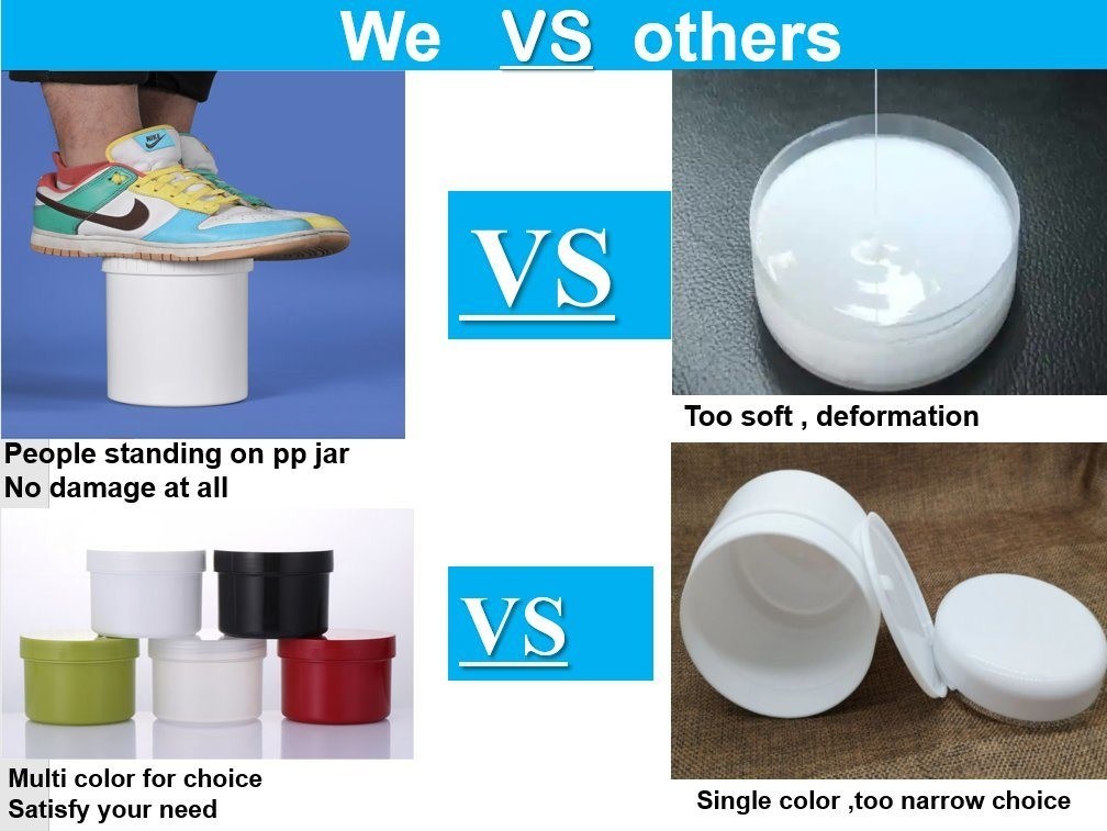 SGS 100ml 250ml 500ml 1000ml Jarrón cosmético de PP Contenedores de muestras cosméticas Jarrón de ungüento con tapa de tornillo