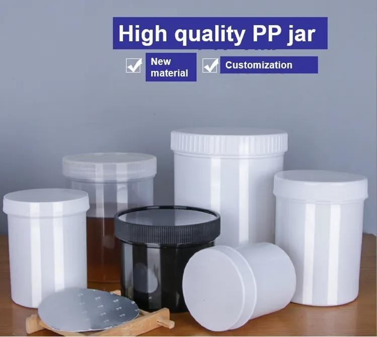 SGS 100ml 250ml 500ml 1000ml Jarrón cosmético de PP Contenedores de muestras cosméticas Jarrón de ungüento con tapa de tornillo