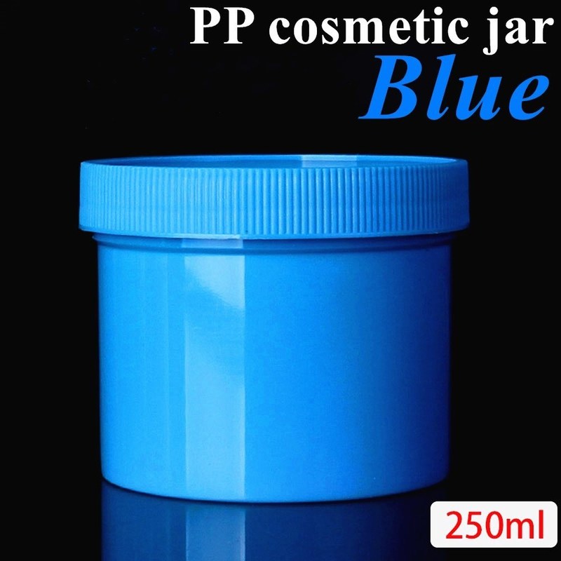 Jarrón de crema de PP azul, blanco y negro Contenedores pequeños Jarrón de crema de PP con tapas para cosméticos