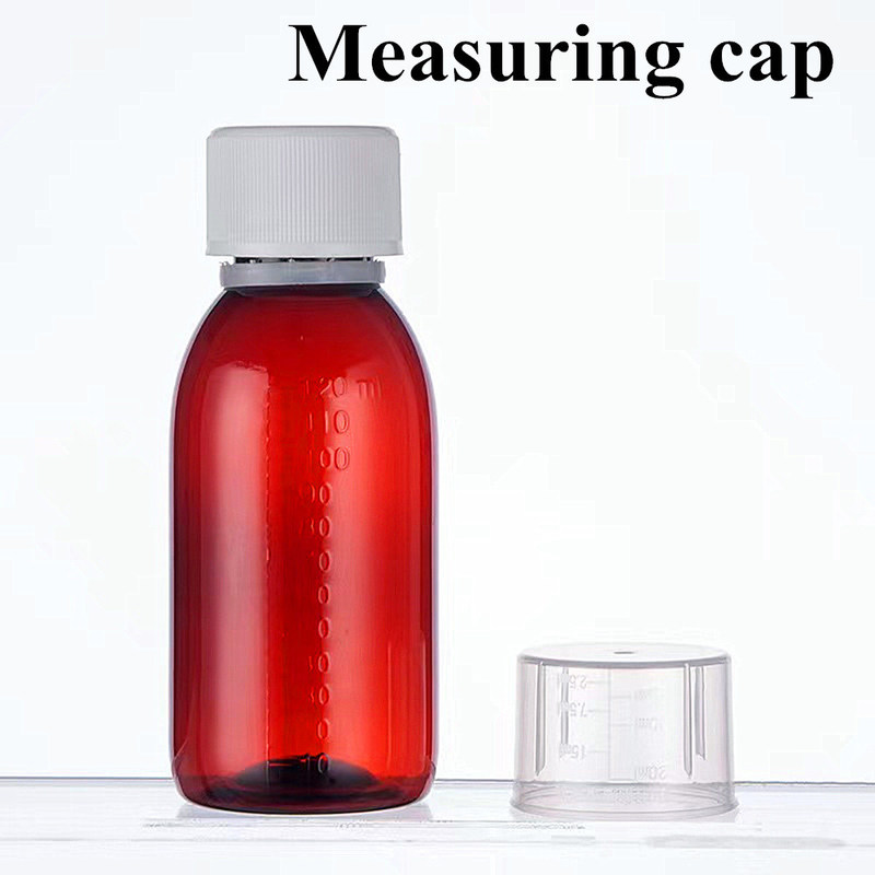 100 ml 120 ml 150 ml 200 ml ámbar redondo farmacéutico para mascotas líquido oral jarabe para tos Botella de plástico con tapa de tornillo de PP
