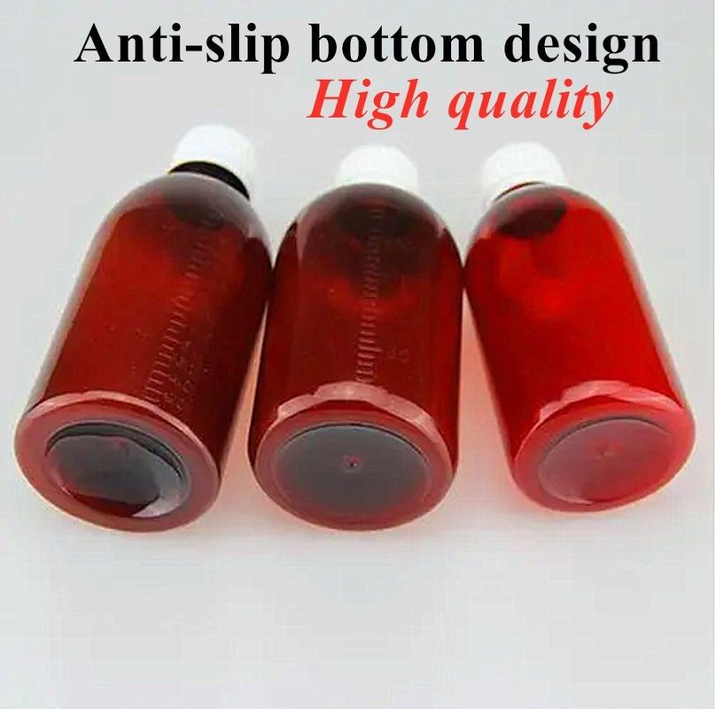 3 oz 4 oz 5 oz 100 ml 120 ml Farmacéutico para mascotas Botellas de plástico redondas de ámbar Botellas de plástico jarabe para la tos Botella para líquido oral