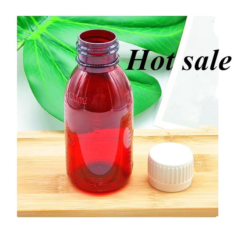 3 oz 4 oz 5 oz 100 ml 120 ml Farmacéutico para mascotas Botellas de plástico redondas de ámbar Botellas de plástico jarabe para la tos Botella para líquido oral