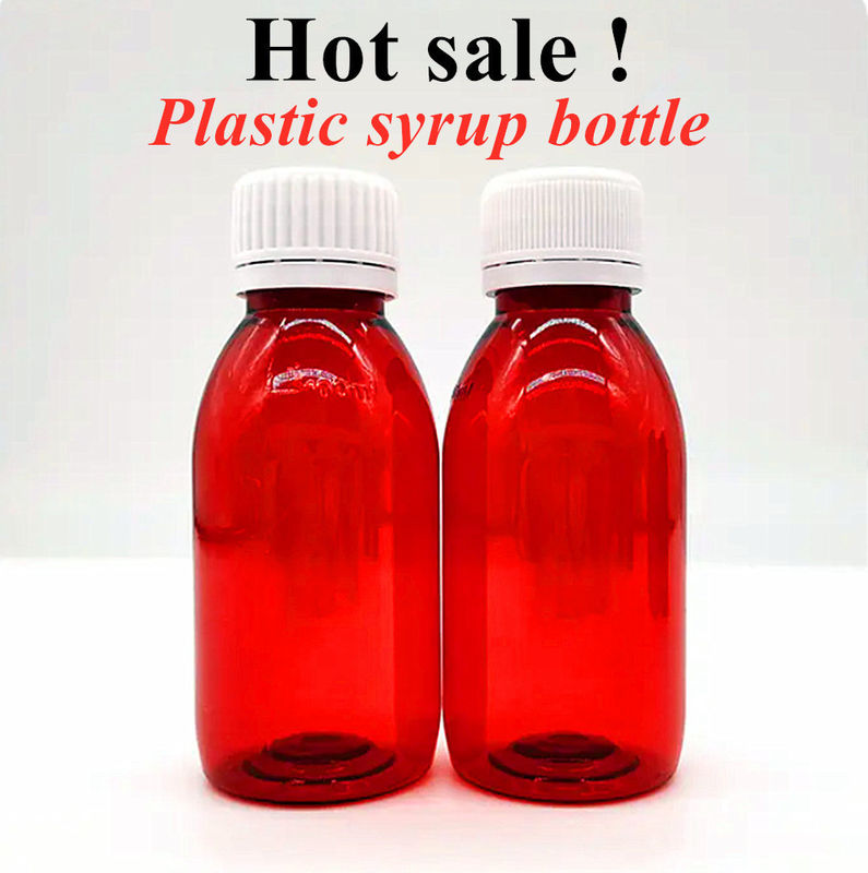 3 oz 4 oz de jarabe de ámbar botella de vidrio con 28 mm de cuello plástico jarabe de tos farmacéutico botella para líquido oral