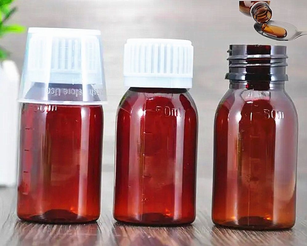 100 ml 120 ml líquido oral para mascotas Contenedor de jarabe de tos de ámbar jarabe de tos de ámbar vacío Botella con tapa de cuerda