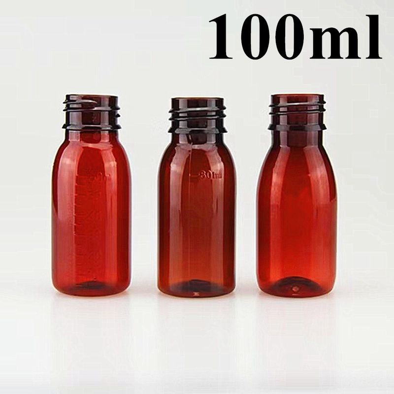 3 oz 4 oz 5 oz Botella de jarabe de tos vacía para mascotas Liquido en suspensión oral en polvo Botella de plástico con tapa a prueba de alteraciones