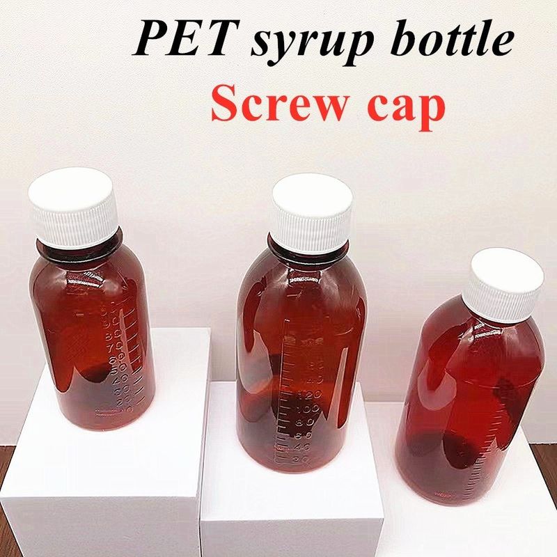 3 oz 4 oz 5 oz Botella de jarabe de tos vacía para mascotas Liquido en suspensión oral en polvo Botella de plástico con tapa a prueba de alteraciones