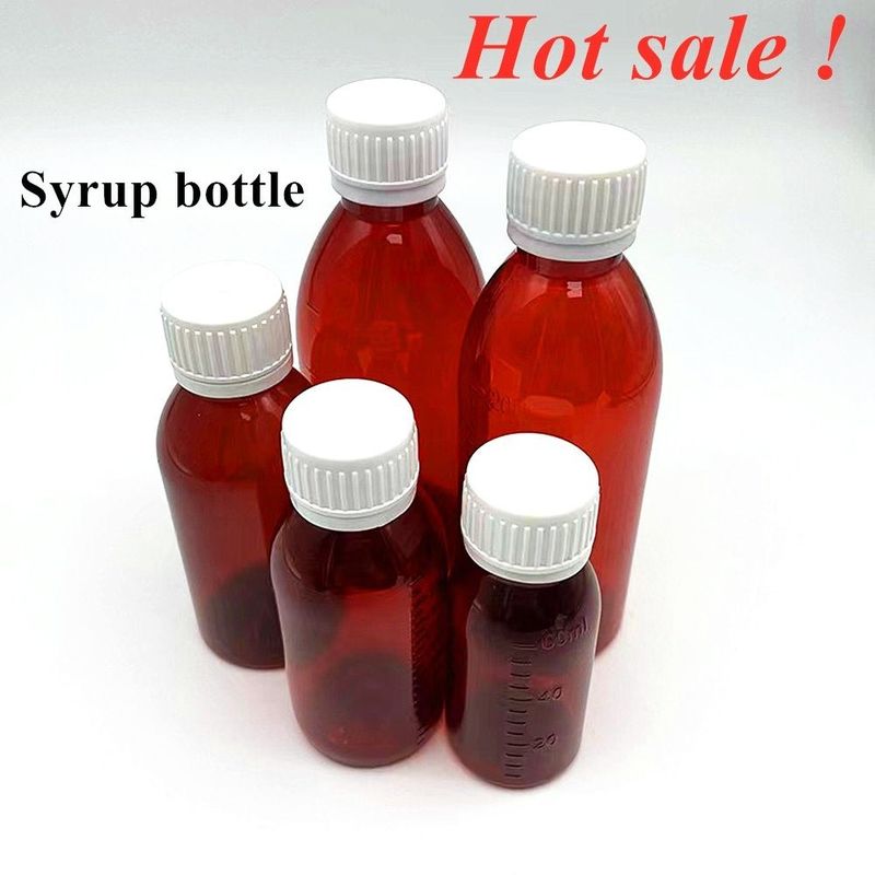 3 oz 4 oz 5 oz Contenedor farmacéutico para mascotas Ámbar redondo Botella de jarabe líquido medicinal oral