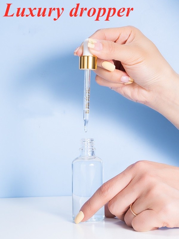 10 ml 20 ml 30 ml Vacío Redondo de vidrio blanco helado Botella de aceite esencial para el cuidado de la piel del cabello Suero Cosmético Uso con gotero