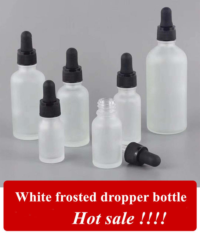 5 ml 10 ml 15 ml 20 ml 30 ml botella de aceite esencial vacía de 1 oz botella de gotero de vidrio helado blanco botella con tapa de gotero de anillo de oro