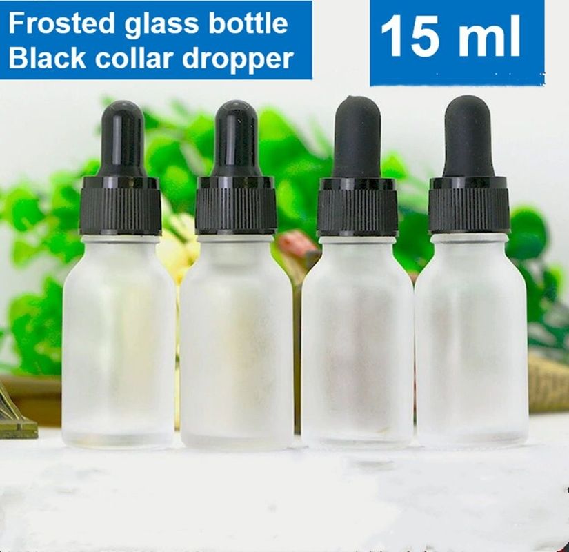 5 ml 10 ml 15 ml 20 ml 30 ml botella de aceite esencial vacía de 1 oz botella de gotero de vidrio helado blanco botella con tapa de gotero de anillo de oro