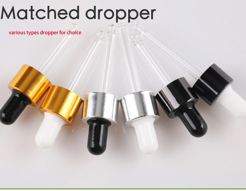 1 oz 2 oz 5 ml 10 ml 20 ml 30 ml 50 ml 100 ml Botella de gotero de vidrio blanco helado negro para Esse
