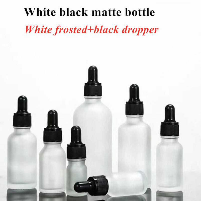 1 oz 2 oz 5 ml 10 ml 15 ml 20 ml 30 ml 50 ml Aceite esencial vacío Sero para el cuidado de la piel para uso facial y mano Botella de gotero de vidrio helado blanco