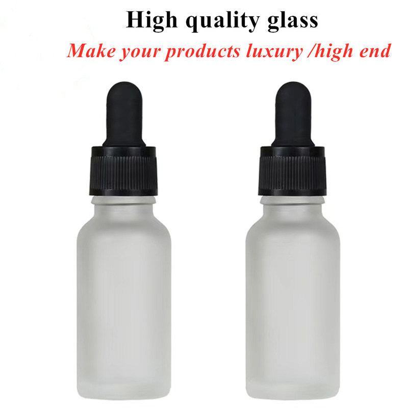 20ml 30ml50ml 2oz Cosmético Cuidado Personal Ojo Aceite Esencial Vidrio Frío Blanco Botella de goteo con tapa de goteo