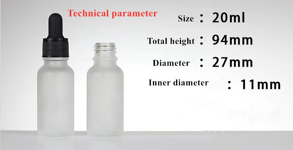 20ml 30ml50ml 2oz Cosmético Cuidado Personal Ojo Aceite Esencial Vidrio Frío Blanco Botella de goteo con tapa de goteo