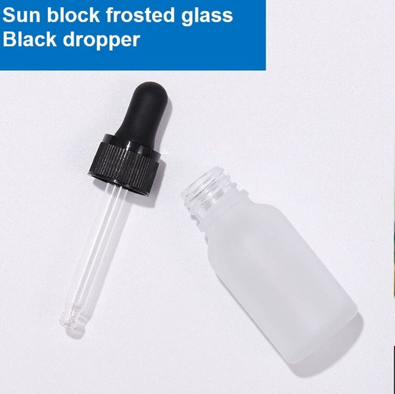 Lujo 1 oz 2 oz 10ml 15ml 20ml 30ml 50ml Serum vacío redondo para el cuidado de la piel Aceite esencial para los ojos Botella de goteo de vidrio helado blanco