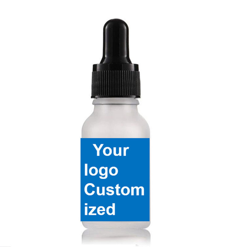 Lujo 1 oz 2 oz 10ml 15ml 20ml 30ml 50ml Serum vacío redondo para el cuidado de la piel Aceite esencial para los ojos Botella de goteo de vidrio helado blanco