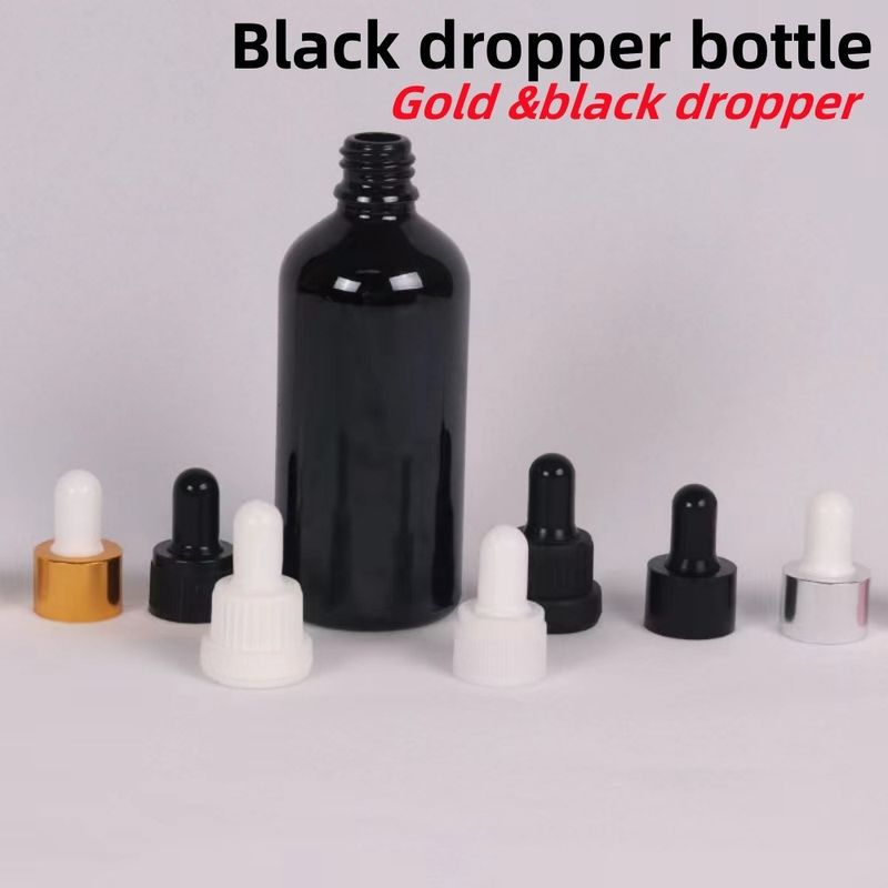 10 ml 20 ml 30 ml 50 ml Botella de gotero de vidrio negro Botella de aceite esencial Botella de vidrio Botella de vidrio con gotero a prueba de niños