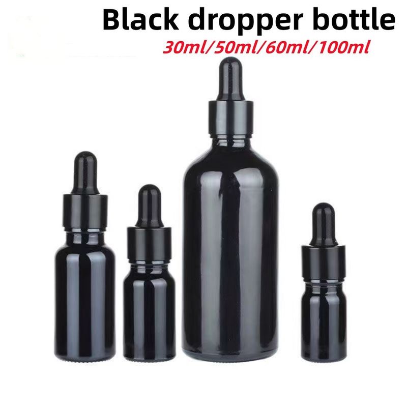 10 ml 20 ml 30 ml 50 ml Botella de gotero de vidrio negro Botella de aceite esencial Botella de vidrio Botella de vidrio con gotero a prueba de niños