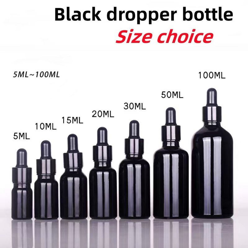 10 ml 20 ml 30 ml 50 ml Botella de gotero de vidrio negro Botella de aceite esencial Botella de vidrio Botella de vidrio con gotero a prueba de niños