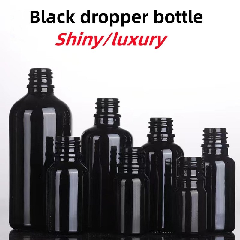 10 ml 15 ml 20 ml 30 ml 50 ml 100 ml Aceite esencial negro brillante Botella de gotero de vidrio cosmético