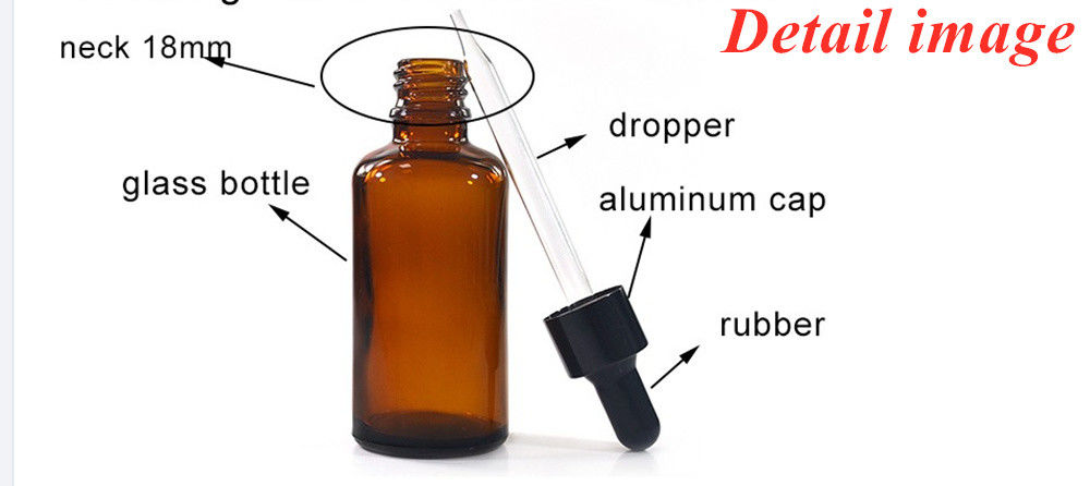 Venta caliente 5ml 10ml 15ml 30ml 50ml Ámbar suero de aceite esencial Botellas de vidrio botella de goteo