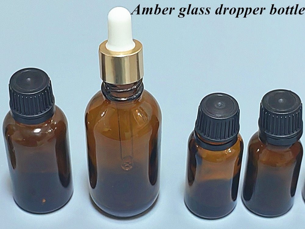 Venta caliente de vidrio vacío de lujo de color ámbar marrón 10ml 15ml 20ml 30ml 50ml 60ml botella de aceite esencial de vidrio para el paquete de suero