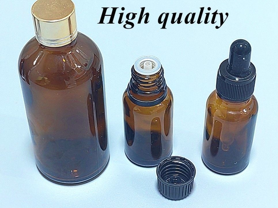 5 ml 15 ml 20 ml 30 ml 50 ml Embalaje cosmético Collar de plástico redondo Aceite esencial facial Ámbar Botella de goteo de aceite esencial