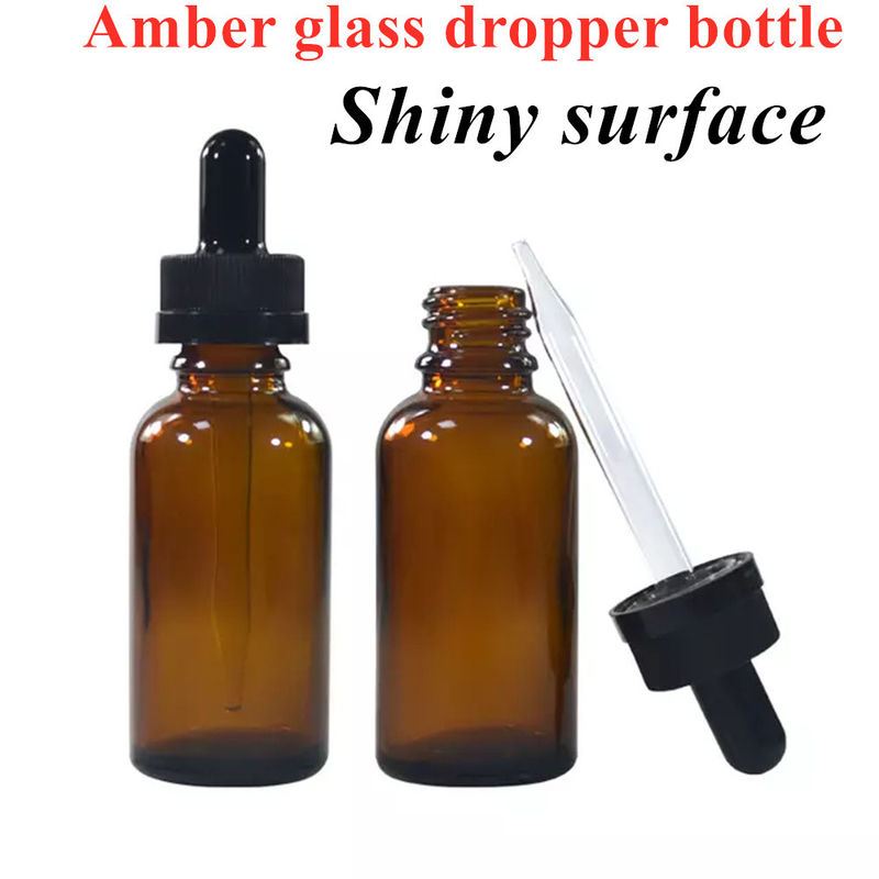 30 ml 50 ml Ambar vacío redondo Viaje Cuidado de la piel con suero portátil Aceite esencial Botella de vidrio con gotero a prueba de niños