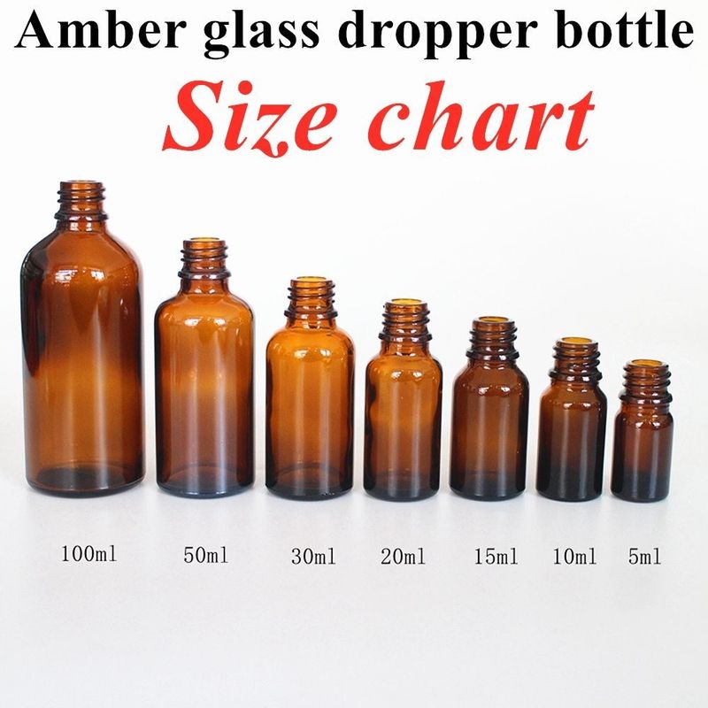 30 ml 50 ml 60 ml 100 ml Aceites para el cabello Sero Aceite para barba Ambar Marrón vacío Aceite esencial redondo Botella de gotero de vidrio